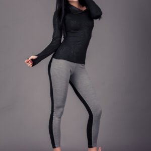 Black Strip platted Leggings